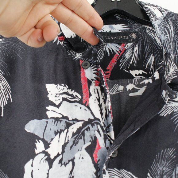 All saints shirt men's small Monteverde floral printed poplin viscose casual fun - Picture 3 of 14